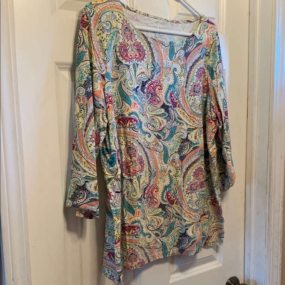 Talbots Multicolor Paisley Long Sleeve Top 1X